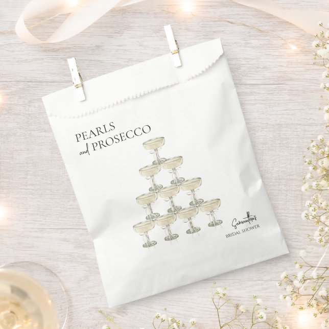Pearls and Prosecco Bridal Shower  Favour Bag (Clipped)