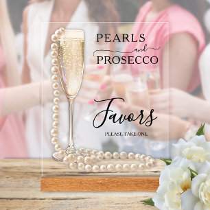 Pearls and Prosecco Bridal Shower Favours Acrylic Sign