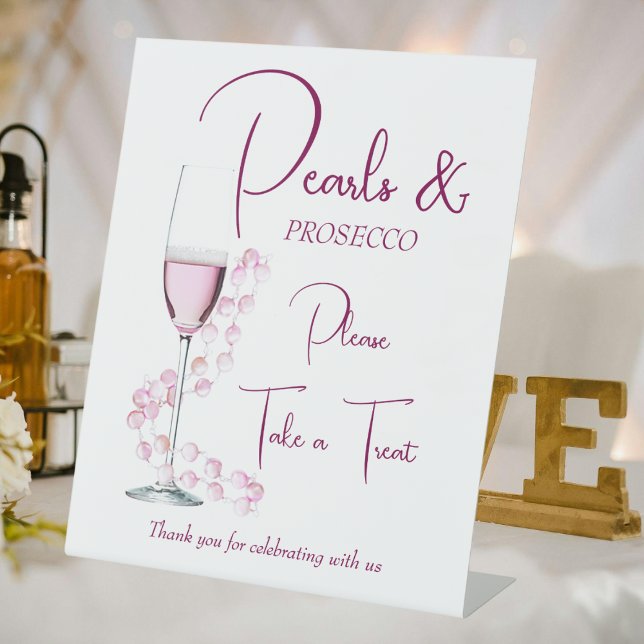 Pearls and Prosecco Bridal Shower Favours Pedestal Sign (Creator Uploaded)
