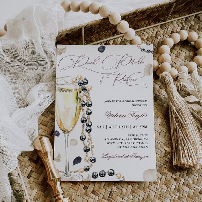 Pearls and Prosecco Bridal Shower Invitation (Creator Uploaded)