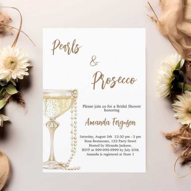 Pearls and Prosecco Bridal Shower Invitation (Creator Uploaded)