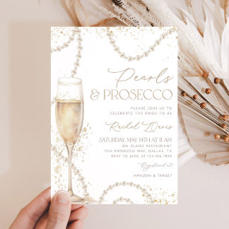 Pearls and Prosecco Bridal Shower Invitation, Pear Invitation