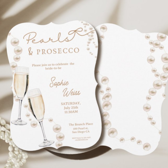 Pearls and Prosecco Bridal Shower Invite (Pearls and Prosecco Bridal Shower Invite)
