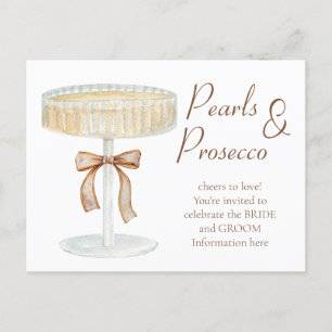 Pearls and Prosecco bridal shower love invitation Postcard