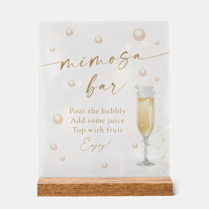 Pearls and Prosecco Bridal Shower Mimosa Bar Acrylic Sign