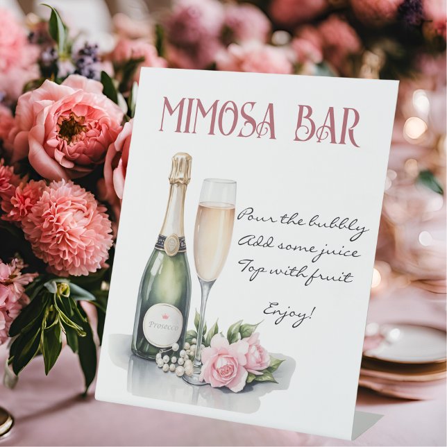 Pearls And Prosecco Bridal Shower Mimosa Bar Pedestal Sign (Creator Uploaded)
