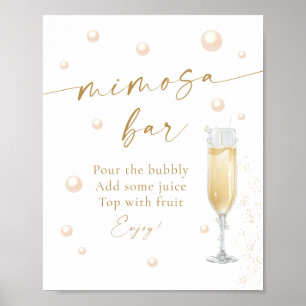Pearls and Prosecco Bridal Shower Mimosa Bar Poster
