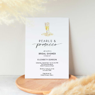 Pearls and Prosecco Bridal Shower Minimal Elegant Invitation