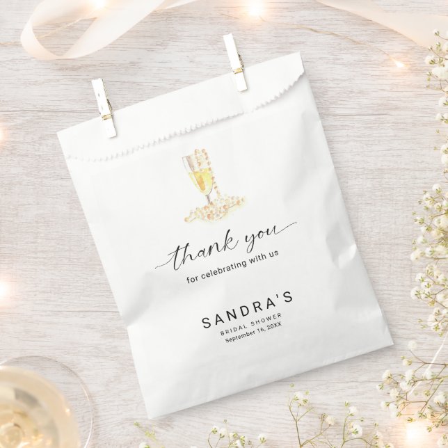 Pearls and Prosecco Bridal Shower Minimal Modern  Favour Bag (Clipped)