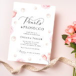 Pearls and Prosecco Bridal Shower Modern Elegant Invitation<br><div class="desc">Surprise your loved ones with this elegant invitation,  featuring elegant script & editable details. Easily customise it by clicking on the "personalise" option.</div>