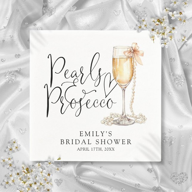 Pearls And Prosecco Bridal Shower Napkin (Pearls And Prosecco Bridal Shower Napkins)