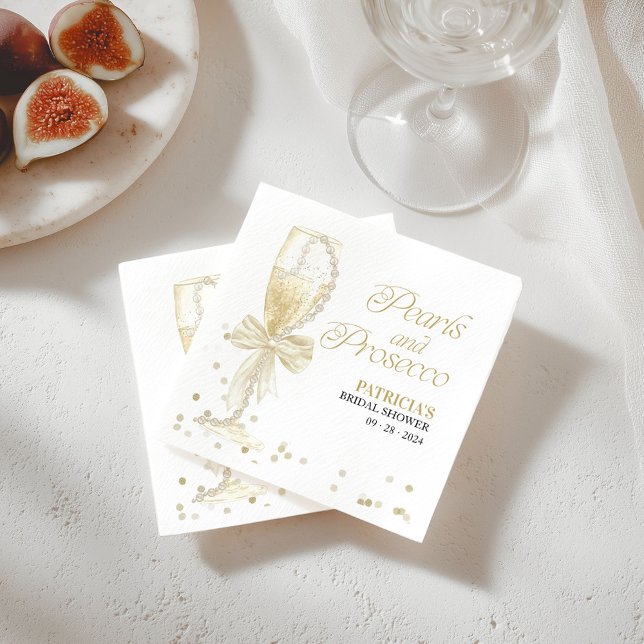 Pearls And Prosecco Bridal Shower Napkin (Creator Uploaded)