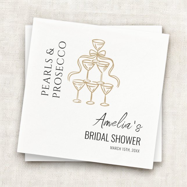 Pearls and Prosecco Bridal Shower  Napkin (Creator Uploaded)