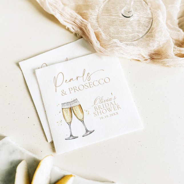 Pearls and Prosecco Bridal Shower Napkin (Creator Uploaded)