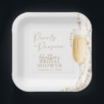 Pearls and Prosecco Bridal Shower  Paper Plate<br><div class="desc">Pearls and Prosecco Bridal Shower Paper Plates This timeless Pearls and Prosecco Bridal Shower Paper Plates features watercolor pearls and a champagne flute, perfect way to accent your special day! Easily edit most wording to match your event! Text colours are fully editable >>>click the "Edit Using Design Tool" button to...</div>