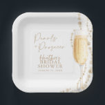 Pearls and Prosecco Bridal Shower  Paper Plate<br><div class="desc">Pearls and Prosecco Bridal Shower Paper Plates This timeless Pearls and Prosecco Bridal Shower Paper Plates features watercolor pearls and a champagne flute, perfect way to accent your special day! Easily edit most wording to match your event! Text colours are fully editable >>>click the "Edit Using Design Tool" button to...</div>