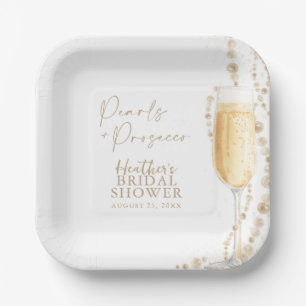 Pearls and Prosecco Bridal Shower  Paper Plate