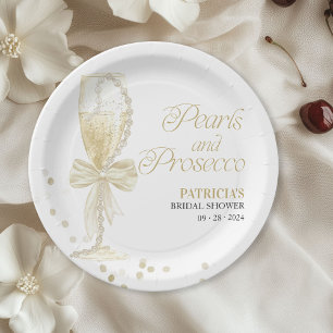 Pearls And Prosecco Bridal Shower Paper Plate