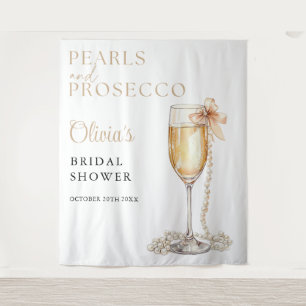 Pearls And Prosecco Bridal Shower Photo Backdrop Tapestry