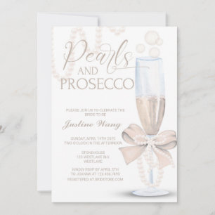Pearls and Prosecco, Bridal Shower, Prosecco Pearl Invitation