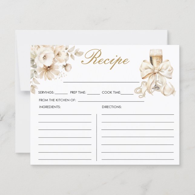 Pearls and Prosecco Bridal Shower Recipe Card (Front)