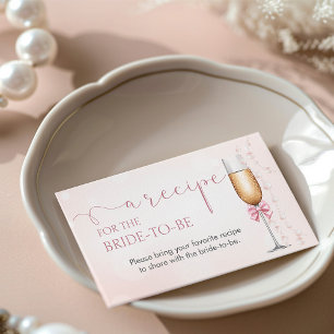 Pearls and Prosecco Bridal Shower Recipe Request Enclosure Card