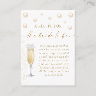 Pearls and Prosecco Bridal Shower Recipe Request Enclosure Card