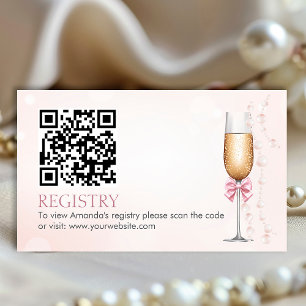 Pearls and Prosecco Bridal Shower Registry QR Code Enclosure Card