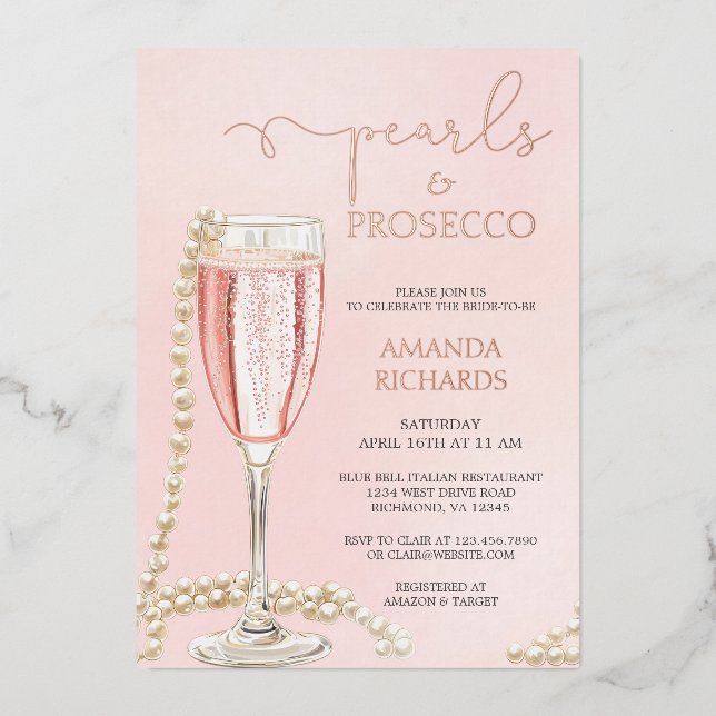 Pearls and Prosecco Bridal Shower Rose Gold (Front)