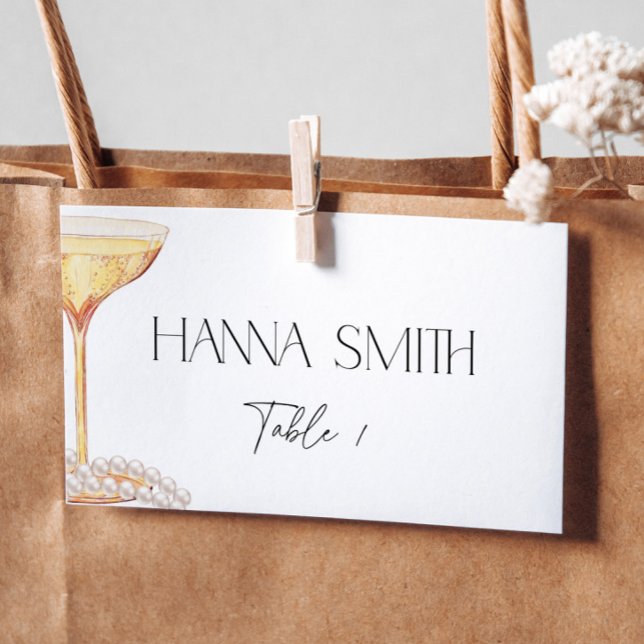 Pearls and Prosecco Bridal Shower Seating Name Place Card (Creator Uploaded)