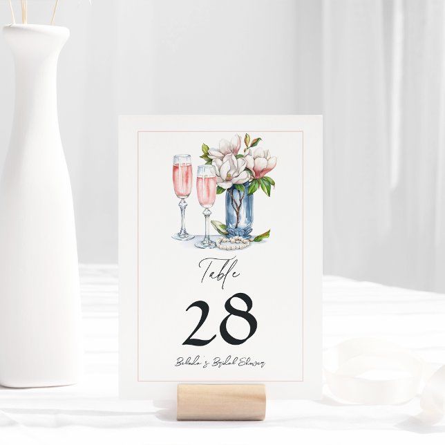 Pearls and Prosecco Bridal Shower Table Number (Pearls and Prosecco Bridal Shower Table Number)