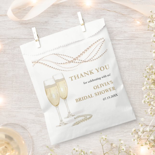 Pearls and Prosecco Bridal Shower Thank You  Favour Bag (Clipped)