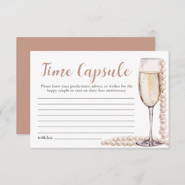 Pearls and Prosecco Bridal Shower Time Capsule Enclosure Card (Front/Back)