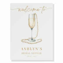 Pearls and Prosecco Bridal Shower Welcome Poster