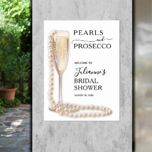 Pearls and Prosecco Bridal Shower Welcome Poster