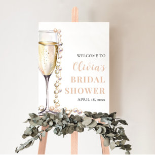 Pearls and Prosecco Bridal Shower Welcome Sign