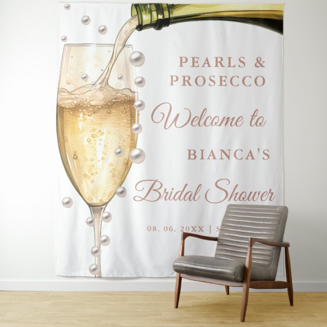 Pearls and Prosecco bridal shower Welcome  Tapestry (In Situ)