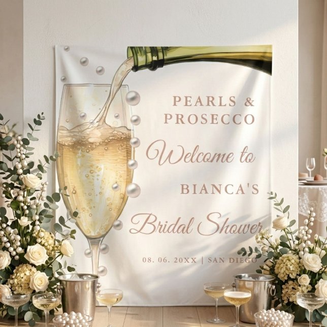 Pearls and Prosecco bridal shower Welcome  Tapestry (Creator Uploaded)