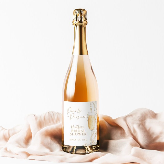 Pearls and Prosecco Bridal Shower  Wine Label (Creator Uploaded)