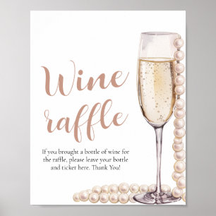 Pearls and Prosecco Bridal Shower Wine Raffle Game Poster