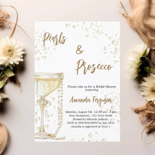 Pearls and Prosecco bubbles Bridal Shower Invitation