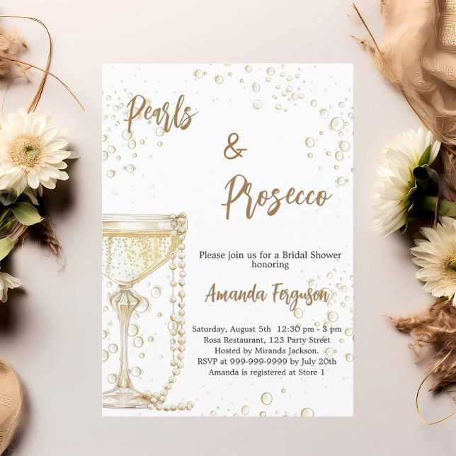 Pearls and Prosecco bubbles Bridal Shower Invitation (Creator Uploaded)