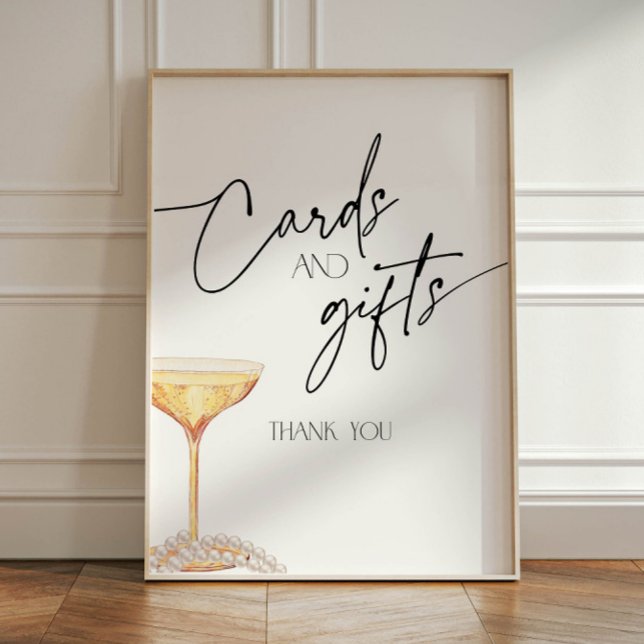 Pearls and Prosecco Cards and Gifts Pedestal Sign (Creator Uploaded)