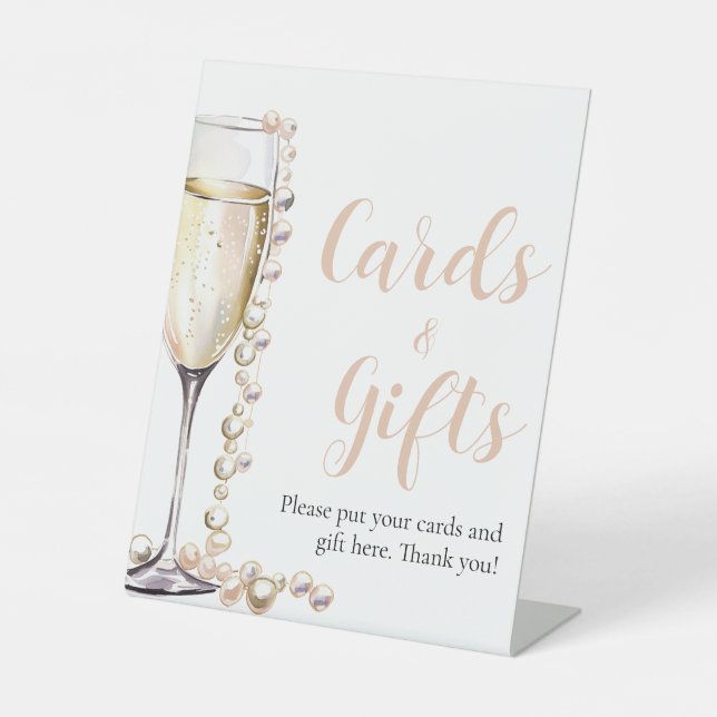 Pearls and Prosecco Champagne Cards And Gifts Sign (Front)