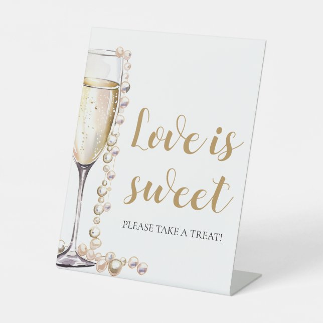 Pearls and Prosecco Champagne Love is Sweet Sign (Front)
