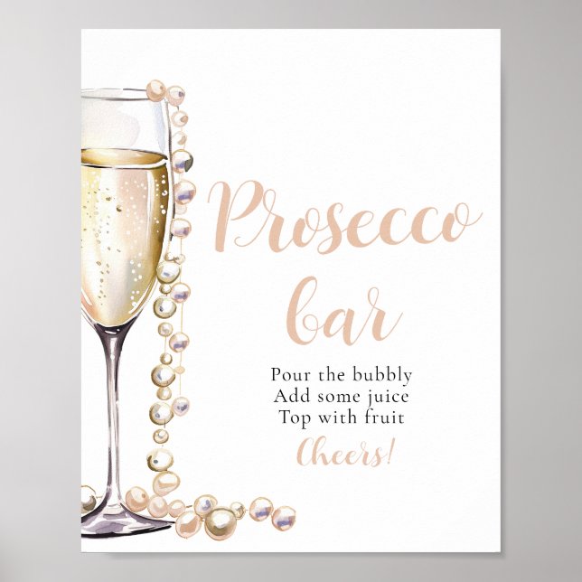 Pearls and Prosecco Champagne Prosecco Bar Sign (Front)