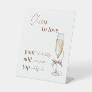 Pearls and Prosecco Cheers to Love Bridal Shower  Pedestal Sign