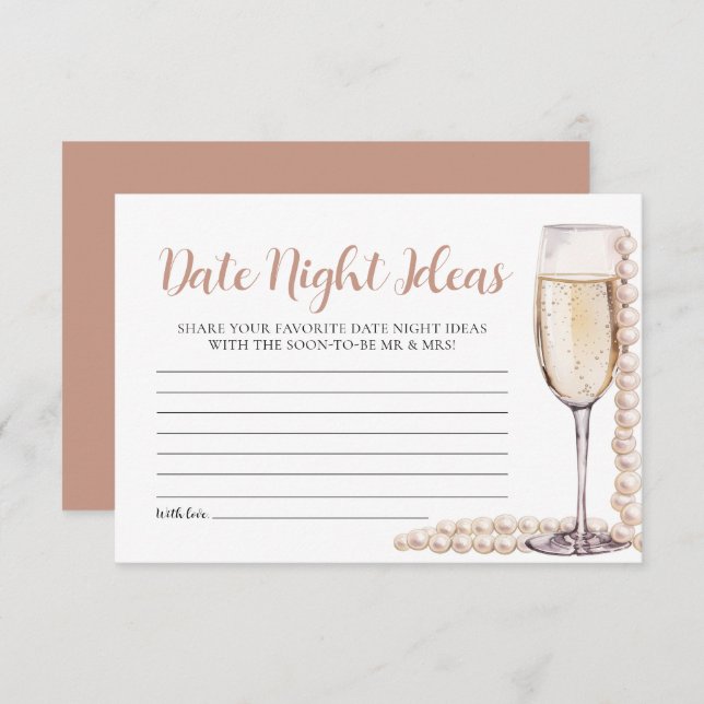 Pearls and Prosecco Date Night Ideas Bridal Shower Invitation (Front/Back)