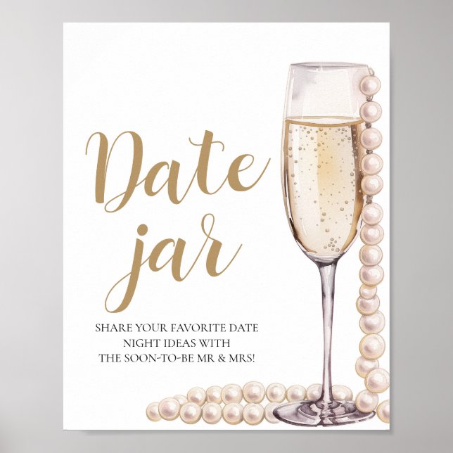 Pearls and Prosecco Date Night Ideas Date Jar Sign (Front)