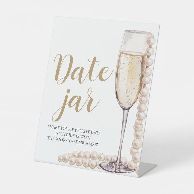 Pearls and Prosecco Date Night Ideas Date Jar Sign (Front)